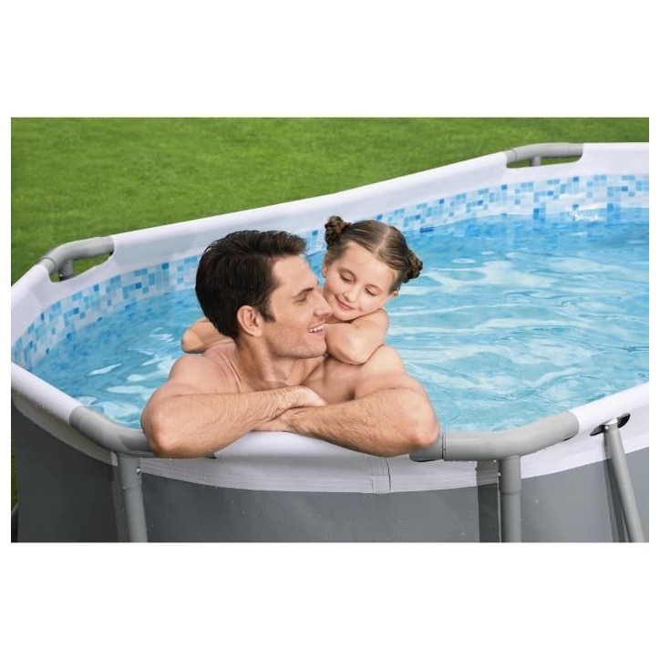 Kit Piscine hors sol tubulaire BESTWAY - Steel Pro MAX™ - 305 x 200 x 84 cm - Ovale (Livrée avev filtre a cartouche et 1 cart Kit Piscine hors sol tubulaire BESTWAY - Steel Pro MAX™ - 305 x 200 x 84 cm - Ovale (Livrée avev filtre a cartouche et 1 cart