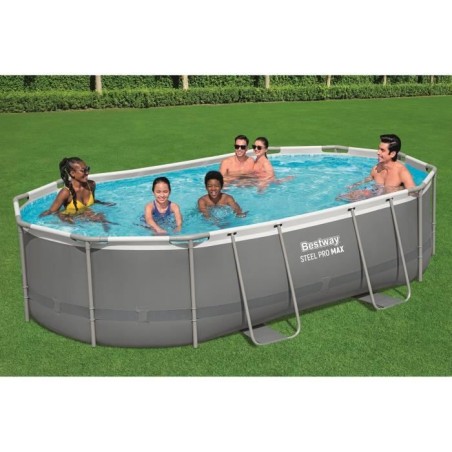 Kit Piscine hors sol tubulaire BESTWAY - Steel Pro Max™ - 488 x 305 x 107 cm - Ovale (Filtre a cartouche, échelle)