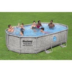 Kit Piscine hors sol tubulaire BESTWAY - Steel Pro Max™ - 488 x 305 x 107 cm - Ovale (Filtre a sable, bâche, échelle)