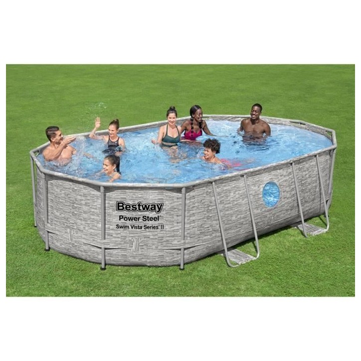 Kit Piscine hors sol tubulaire BESTWAY - Steel Pro Max™ - 488 x 305 x 107 cm - Ovale (Filtre a sable, bâche, échelle) Kit Piscine hors sol tubulaire BESTWAY - Steel Pro Max™ - 488 x 305 x 107 cm - Ovale (Filtre a sable, bâche, échelle)