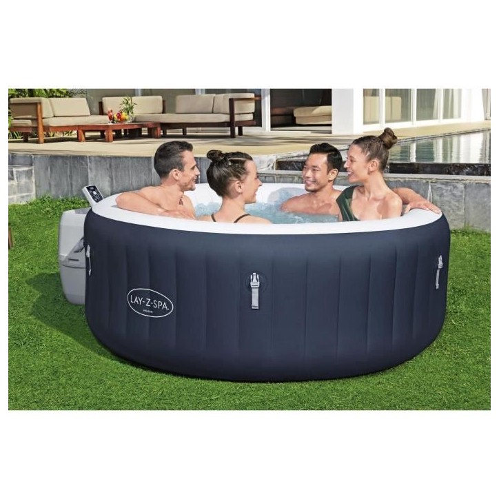 Spa gonflable BESTWAY - Lay-Z-Spa Miami - 120 airjets - 180 x 66 cm - 2 a 4 places - Rond (couverture, cartouche, diffuseur)