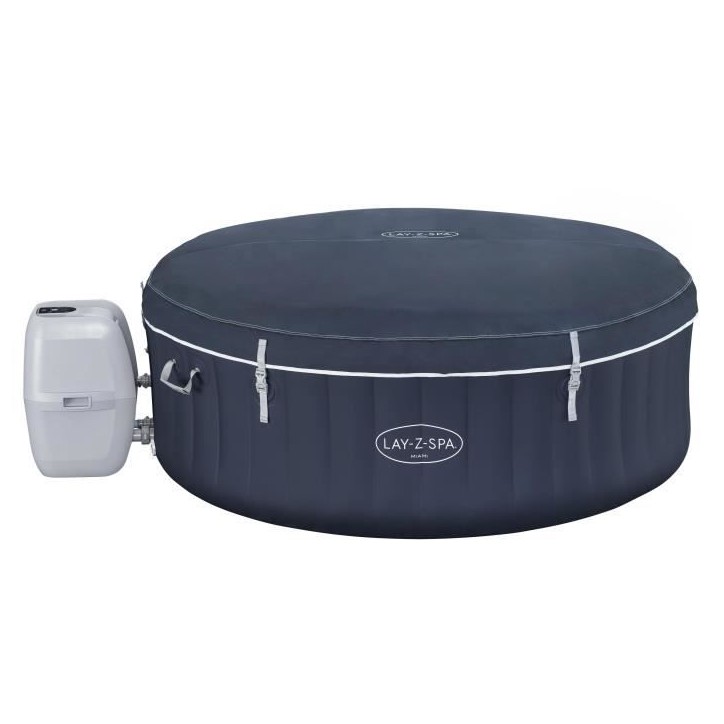 Spa gonflable BESTWAY - Lay-Z-Spa Miami - 120 airjets - 180 x 66 cm - 2 a 4 places - Rond (couverture, cartouche, diffuseur)
