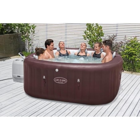 Spa gonflable BESTWAY - Lay-Z-Spa Maldives - Hydrojets - 201x201x80 cm - 5 a 7 places - Carré (couverture, cartouche, 5 appuie-