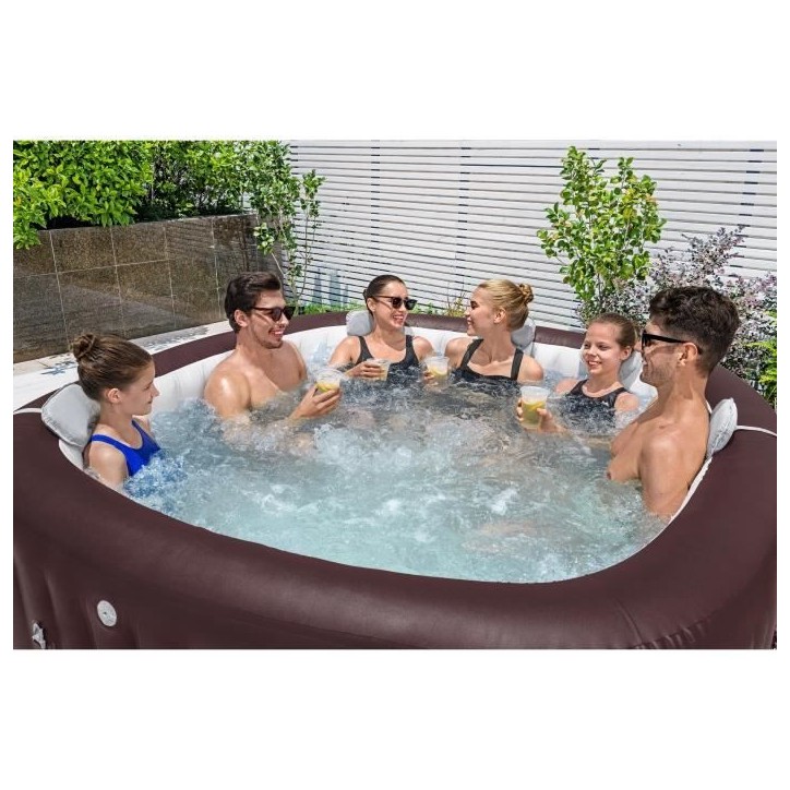Spa gonflable BESTWAY - Lay-Z-Spa Maldives - Hydrojets - 201x201x80 cm - 5 a 7 places - Carré (couverture, cartouche, 5 appuie-