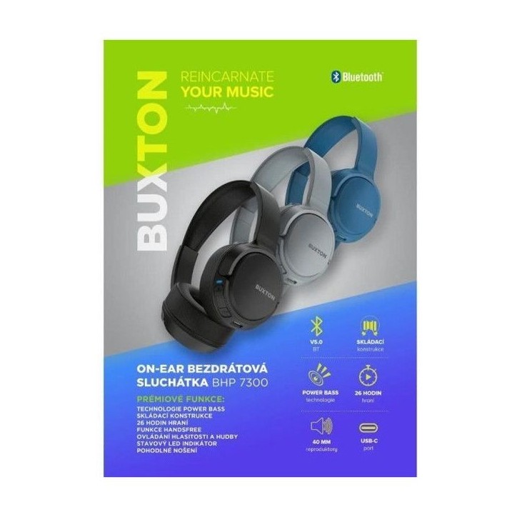 Casque supra-auriculaire sans fil - Buxton - BHP 7300 BLACK Casque supra-auriculaire sans fil - Buxton - BHP 7300 BLACK