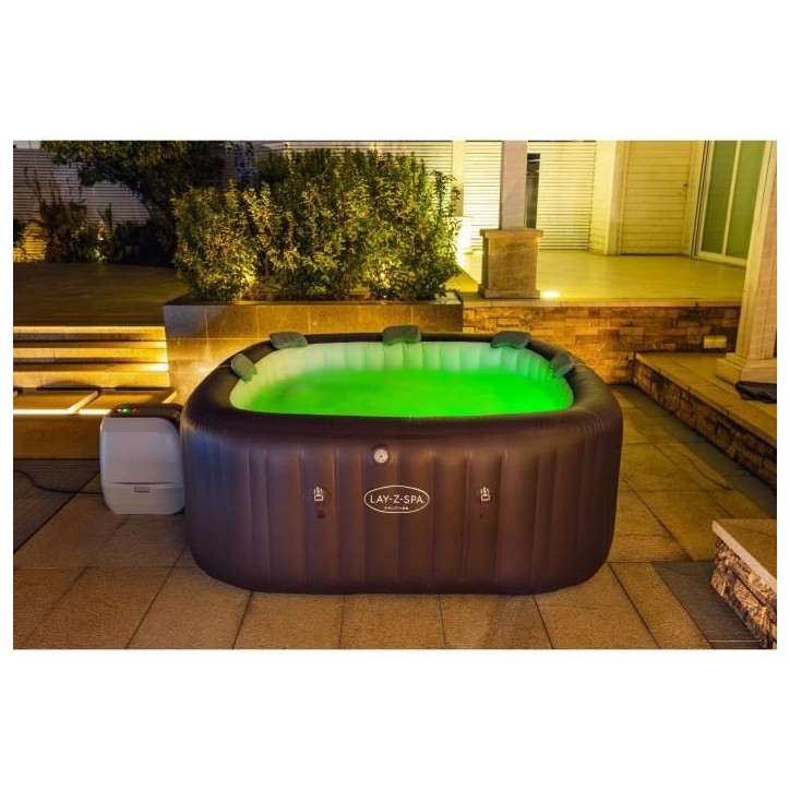 Spa gonflable BESTWAY - Lay-Z-Spa Maldives - Hydrojets - 201x201x80 cm - 5 a 7 places - Carré (couverture, cartouche, 5 appuie-