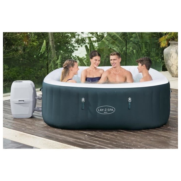 Spa gonflable BESTWAY - Lay-Z-Spa Ibiza - 140 airjets - 180 x 180 x 66 cm - 4 a 6 places - Carré (avec couverture, cartouche) Spa gonflable BESTWAY - Lay-Z-Spa Ibiza - 140 airjets - 180 x 180 x 66 cm - 4 a 6 places - Carré (avec couverture, cartouche)