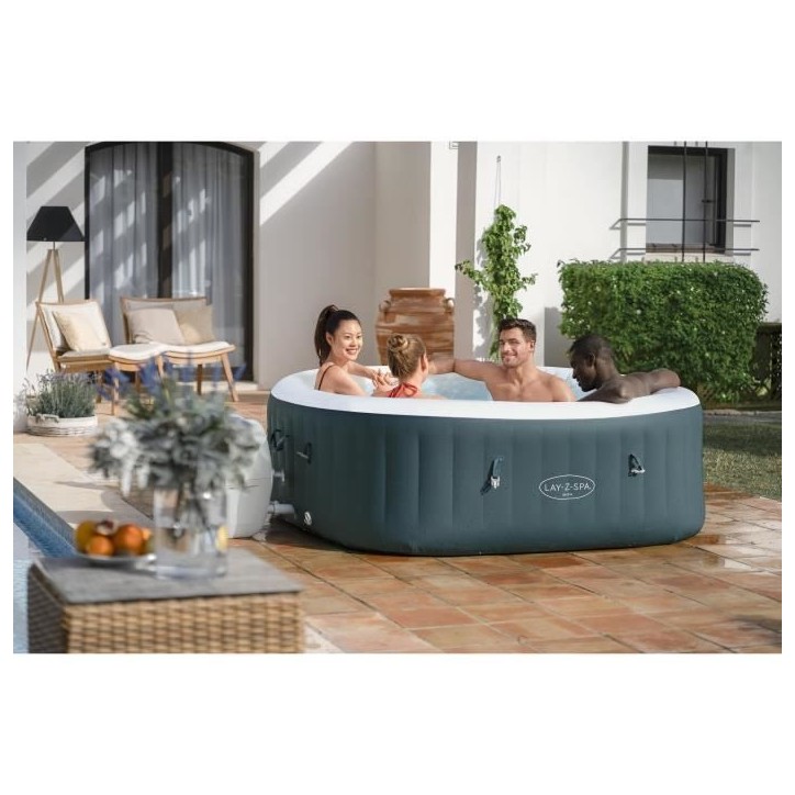 Spa gonflable BESTWAY - Lay-Z-Spa Ibiza - 140 airjets - 180 x 180 x 66 cm - 4 a 6 places - Carré (avec couverture, cartouche) Spa gonflable BESTWAY - Lay-Z-Spa Ibiza - 140 airjets - 180 x 180 x 66 cm - 4 a 6 places - Carré (avec couverture, cartouche)