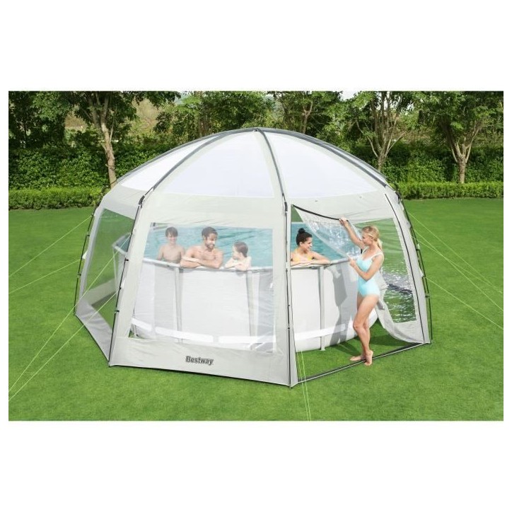 BESTWAY - Dôme de protection pour piscine - Octogonal 600 x 600 x 295 cm - Gris BESTWAY - Dôme de protection pour piscine - Octogonal 600 x 600 x 295 cm - Gris
