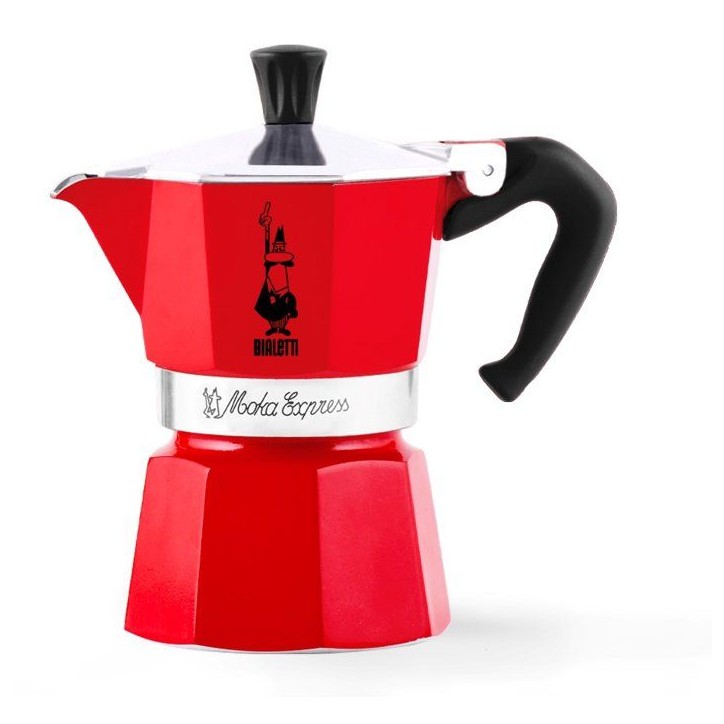 Cafetiere italienne - Bialetti - Moka Express - 3 Tasses - Rouge - Aluminium poli