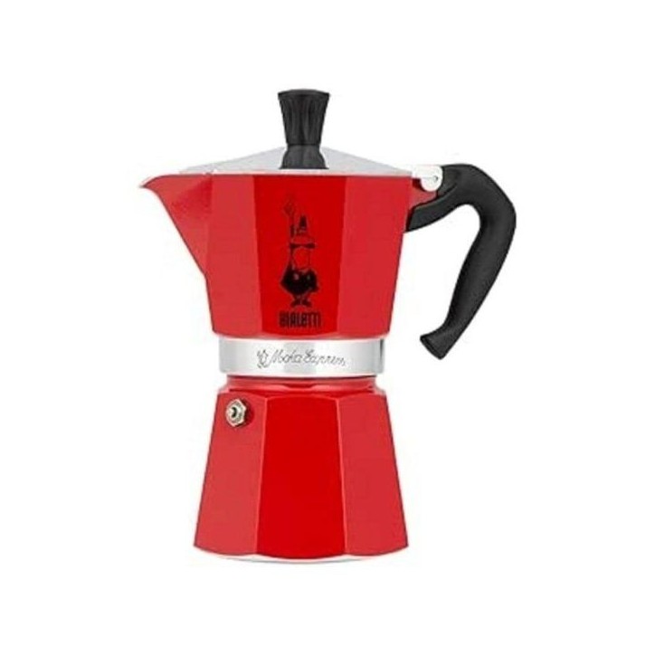 Cafetiere italienne - Bialetti - Moka Express - 3 Tasses - Rouge - Aluminium poli