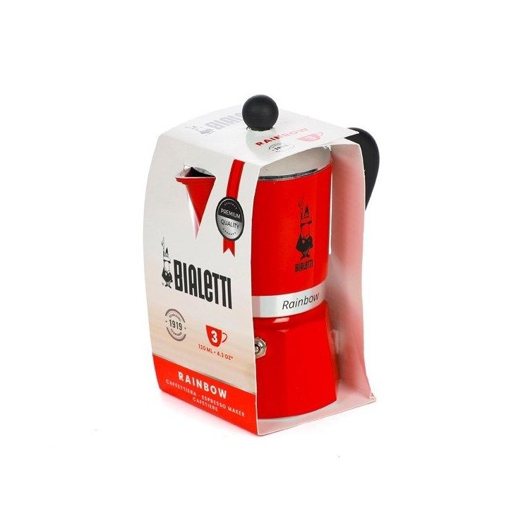 Cafetiere italienne - Bialetti - Moka Express - 3 Tasses - Rouge - Aluminium poli
