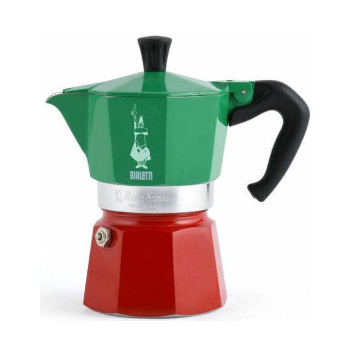 Cafetiere italienne - BIALETTI - La Mokina Italia - Tous feux sauf induction - 1 tasse - 40 ml - Vert / Rouge