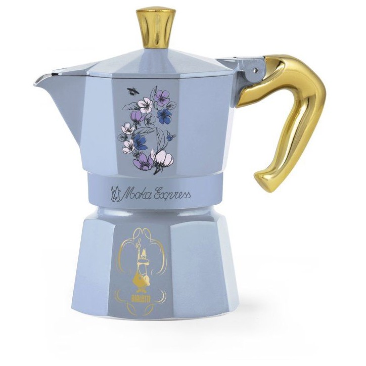Cafetiere italienne - BIALETTI - Moka express - Collection Birdgerton - 3 tasses - 130 ml - Bleu / Fleurs Cafetiere italienne - BIALETTI - Moka express - Collection Birdgerton - 3 tasses - 130 ml - Bleu / Fleurs