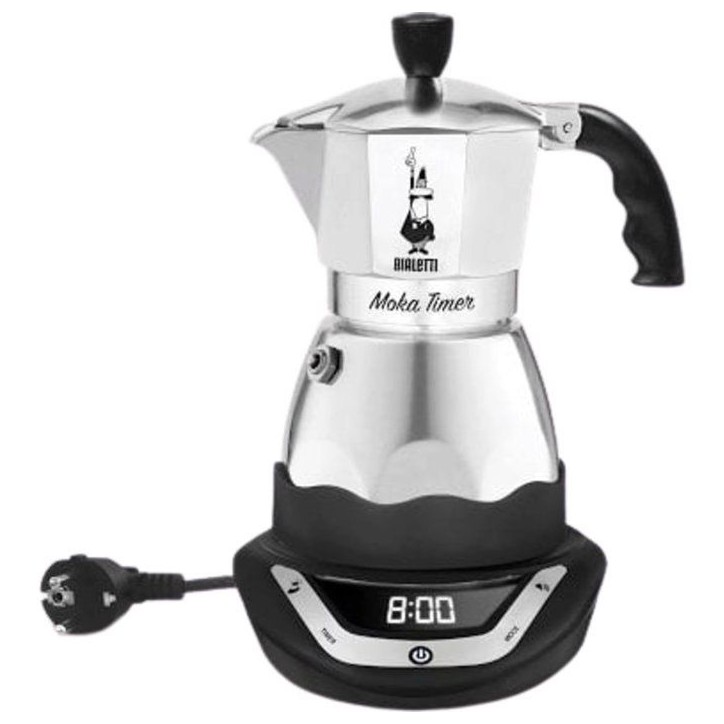 Cafetiere italienne électrique - BIALETTI - MOKA TIMER - 6 tasses - 300 ml - Inox