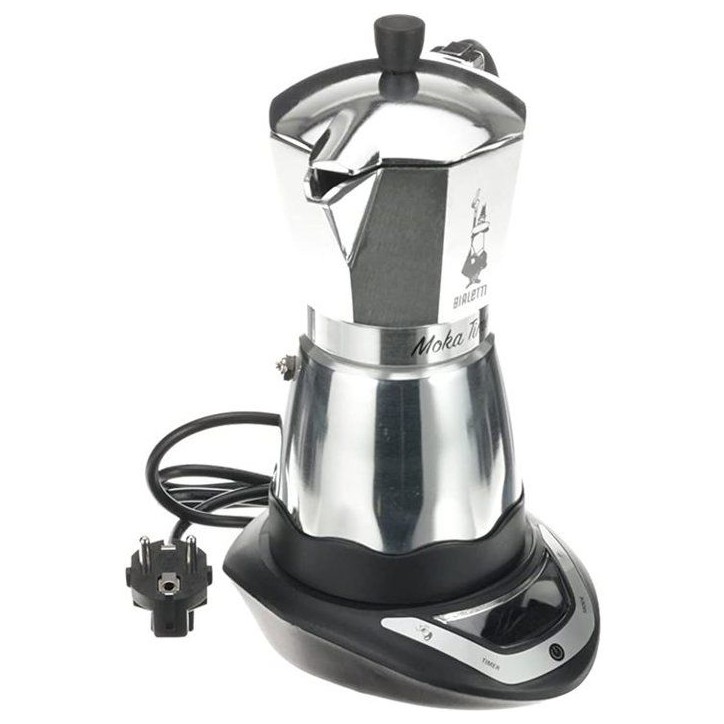 Cafetiere italienne électrique - BIALETTI - MOKA TIMER - 6 tasses - 300 ml - Inox