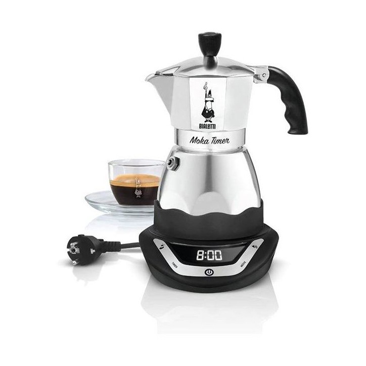 Cafetiere italienne électrique - BIALETTI - MOKA TIMER - 6 tasses - 300 ml - Inox
