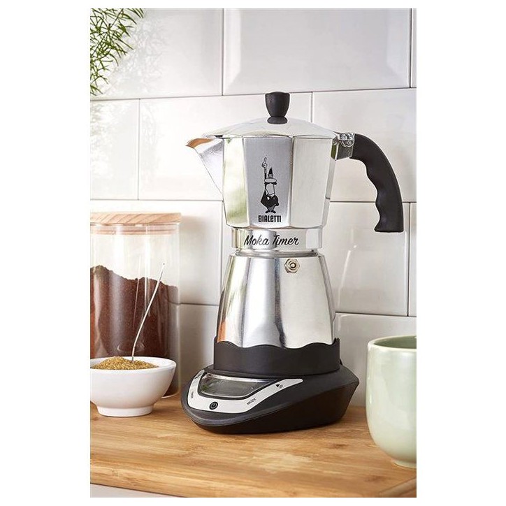 Cafetiere italienne électrique - BIALETTI - MOKA TIMER - 6 tasses - 300 ml - Inox