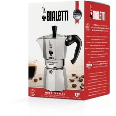 Cafetiere italienne - BIALETTI - Moka Express - Tous feux sauf induction - 6 tasses - 300 ml - Inox
