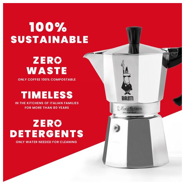 Cafetiere italienne - BIALETTI - Moka Express - Tous feux sauf induction - 2 tasses - 90 ml - Inox