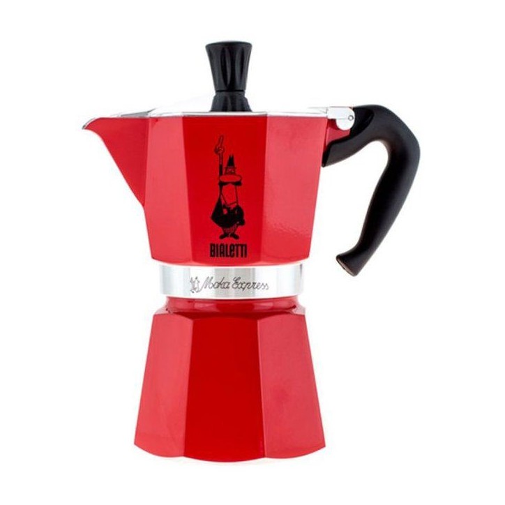 Cafetiere italienne - BIALETTI - Moka Express - Tous feux sauf induction - 6 tasses - 300 ml - Rouge