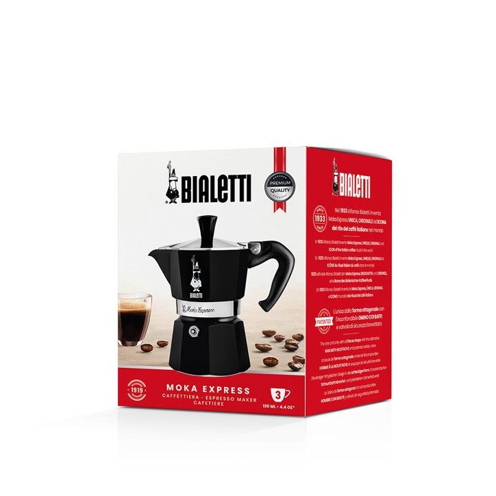 Cafetiere italienne - BIALETTI - Moka Express - Tous feux sauf induction - 3 tasses - 100 ml - Noir Cafetiere italienne - BIALETTI - Moka Express - Tous feux sauf induction - 3 tasses - 100 ml - Noir