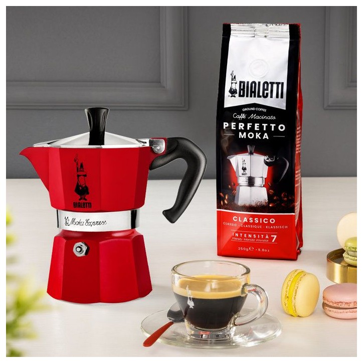 Cafetiere italienne - BIALETTI - La Mokina - Tous feux sauf induction - 1 tasse - 40 ml - Rouge