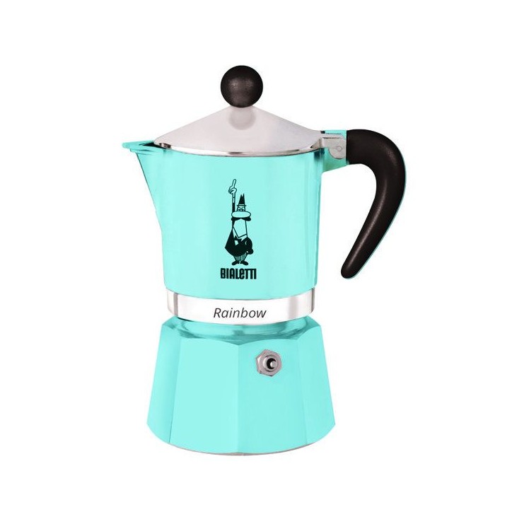 Cafetiere italienne - BIALETTI - Moka Express - Tous feux sauf induction - 6 tasses - 300 ml - Rainbow Bleu