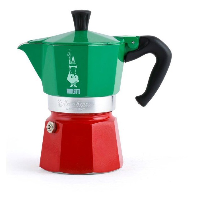 Cafetiere italienne - BIALETTI - Moka Express Italia - Tous feux sauf induction - 6 tasses - 300 ml - Vert / Rouge