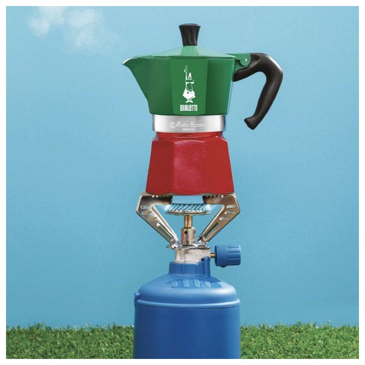 Cafetiere italienne - BIALETTI - Moka Express Italia - Tous feux sauf induction - 3 tasses - 100 ml - Vert / Rouge