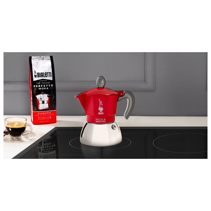 Cafetiere italienne - BIALETTI - MOKA Induction - 4 tasses - 150 ml - Rouge