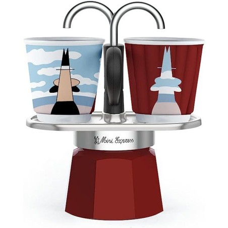 Set cafetiere italienne + 2 tasses - BIALETTI - Mini-express MAGRITTE
