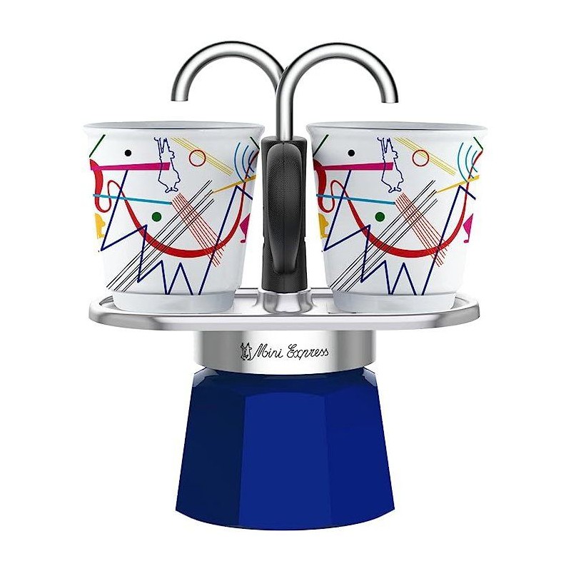 Set cafetiere italienne + 2 tasses - BIALETTI - Mini-express KANDINSKY