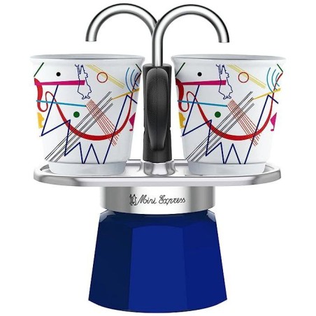 Set cafetiere italienne + 2 tasses - BIALETTI - Mini-express KANDINSKY