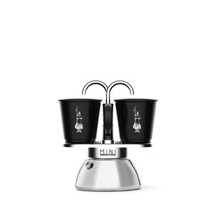 Set cafetiere italienne + 2 tasses - BIALETTI - Mini-induction - 100 ml - Inox / Noir