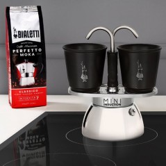 Set cafetiere italienne + 2 tasses - BIALETTI - Mini-induction - 100 m