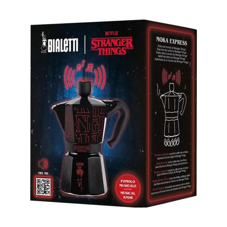 Cafetiere italienne - BIALETTI - Moka express - Collection Stranger Things - 3 tasses - 130 ml - Noir / Rouge