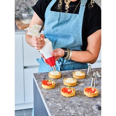 Poche a douille - BIRKMANN - EASY BAKING - Tissu - Inclus 6 douilles + 1 adapteur - 9 x 14,5 x 5,7 cm