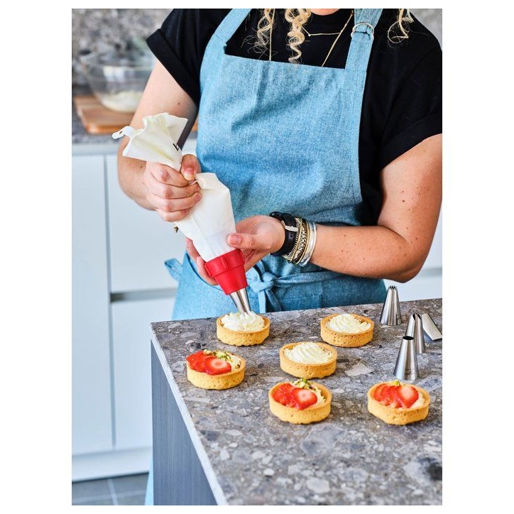 Poche a douille - BIRKMANN - EASY BAKING - Tissu - Inclus 6 douilles + 1 adapteur - 9 x 14,5 x 5,7 cm