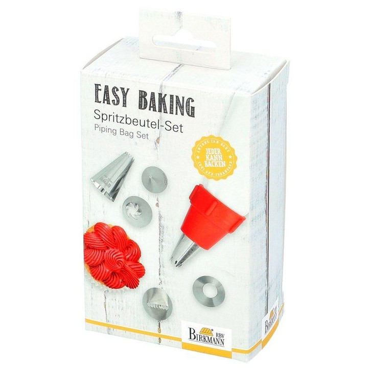 Poche a douille - BIRKMANN - EASY BAKING - Tissu - Inclus 6 douilles + 1 adapteur - 9 x 14,5 x 5,7 cm