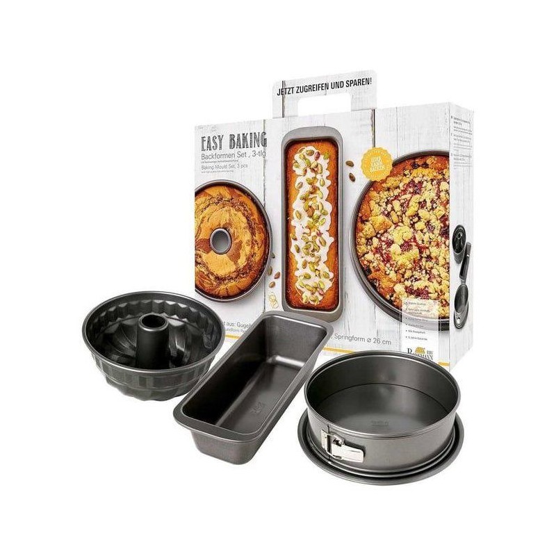 Set moule a pâtisserie - BIRKMANN - EASY BAKING - Acier Carbone - 3 p