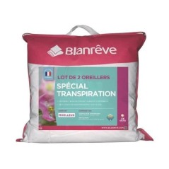 Lot de 2 Oreillers - BLANREVE - Spécial Transpiration - 60 x 60 cm -