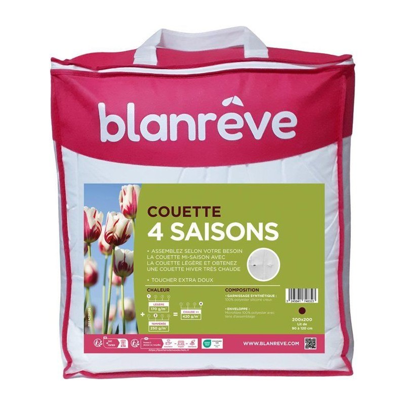 Couette 4 Saisons 420 gr/m² - BLANREVE - 200 x 200 cm - Blanc