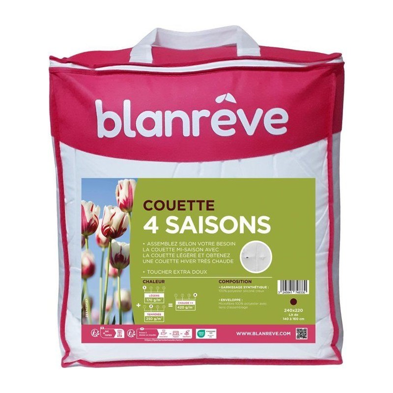 Couette 4 Saisons 420 gr/m² - BLANREVE - 240 x 220 cm - Blanc