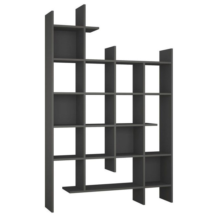 Bibliotheque étagere moderne - MANCO - Fixation murale - 122 x 188 x 26 cm - Anthracite