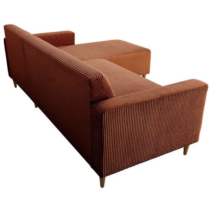 Canapé d'angle fixe réversible - 4 places - BOB - Velours cotelé Terracotta - 197 x 138 x 65 cm Canapé d'angle fixe réversible - 4 places - BOB - Velours cotelé Terracotta - 197 x 138 x 65 cm