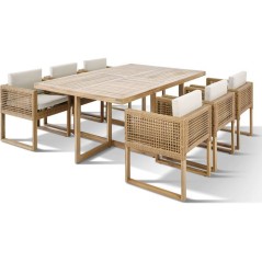 Ensemble repas de jardin CUBO - Table rectangulaire + 6 fauteuils - St