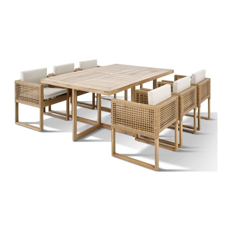 Ensemble repas de jardin CUBO - Table rectangulaire + 6 fauteuils - St