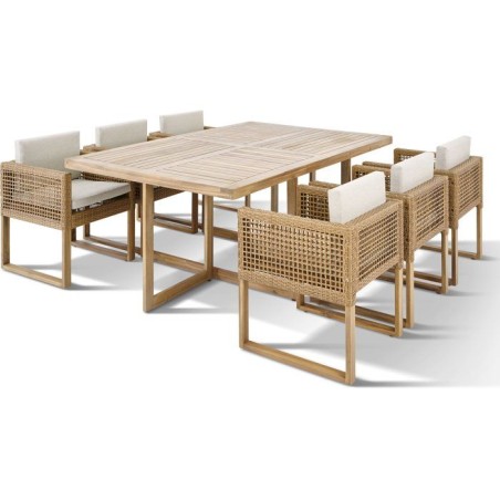 Ensemble repas de jardin CUBO - Table rectangulaire + 6 fauteuils - St