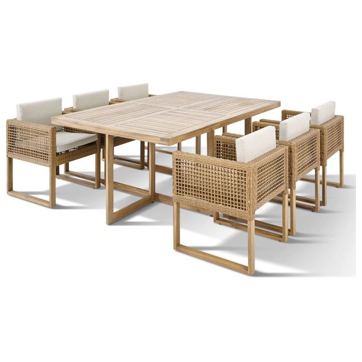Ensemble repas de jardin CUBO - Table rectangulaire + 6 fauteuils - Structure en acier thermolaqué - 6 places - Bocarnea Ensemble repas de jardin CUBO - Table rectangulaire + 6 fauteuils - Structure en acier thermolaqué - 6 places - Bocarnea